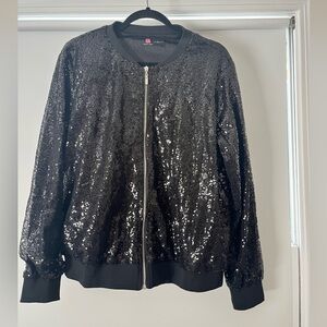 Sequin Black Bomber Jacket